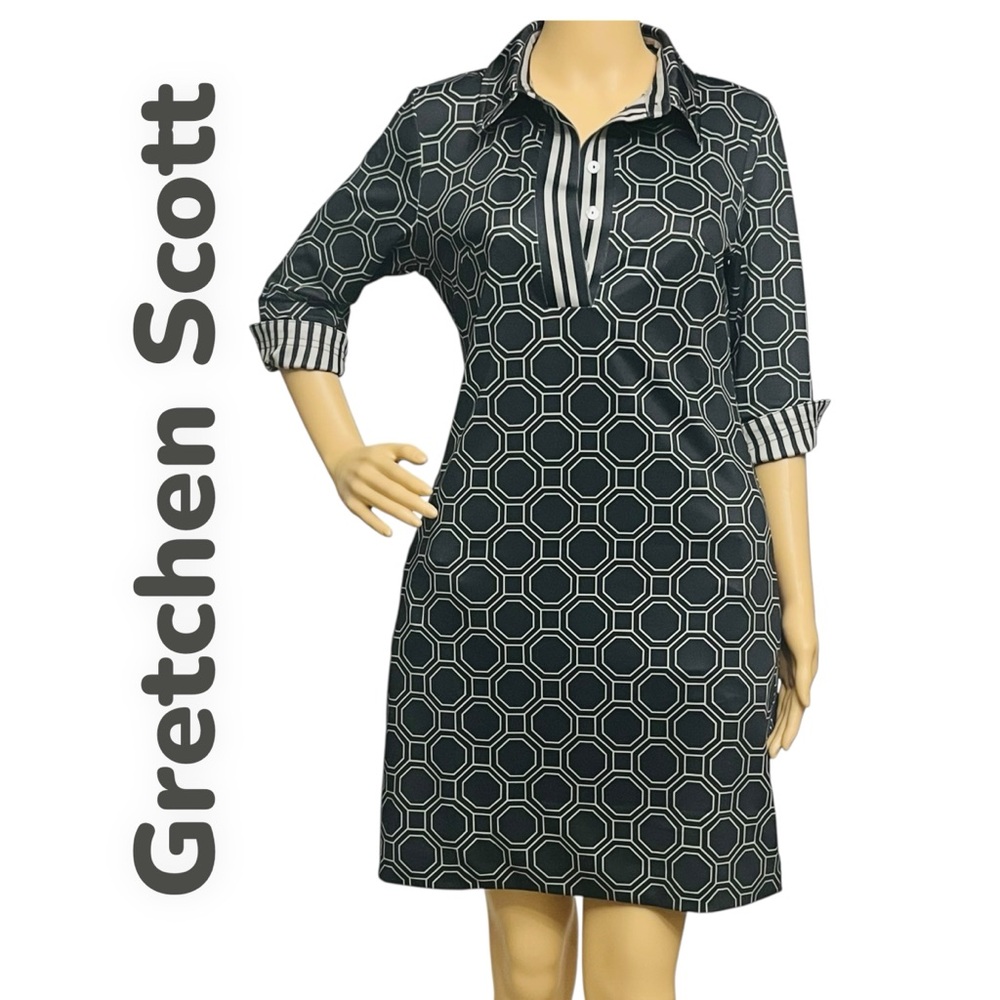Gretchen Scott Dress Lucy In the Sky Charcoal Gray-Hazel 3/4 Sleeve Collar